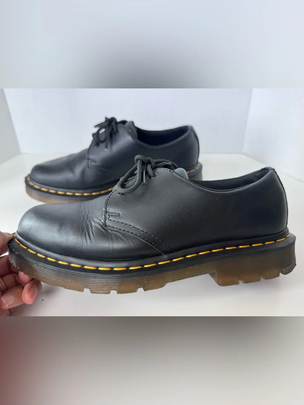 Dr. Martens Black Leather Oxford Lace Up Safety Shoes Slip Resist Women’s Size 8